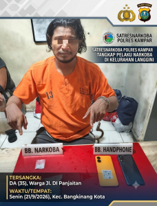 Satresnarkoba Polres Kampar Tangkap Pelaku Narkoba di Kelurahan Langgini.