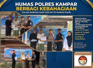 Sambut Hari Jadi Humas Polri ke-75, Humas Polres Kampar Berbagi Kebahagiaan dengan Warga Kurang Mampu.