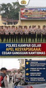 Kapolres Kampar Pimpin Apel Kesiapsiagaan: Hadir di Tengah Masyarakat, Cegah Masalah Sejak Dini.